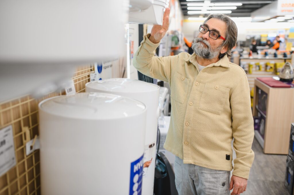 man shopping for a hot water systems