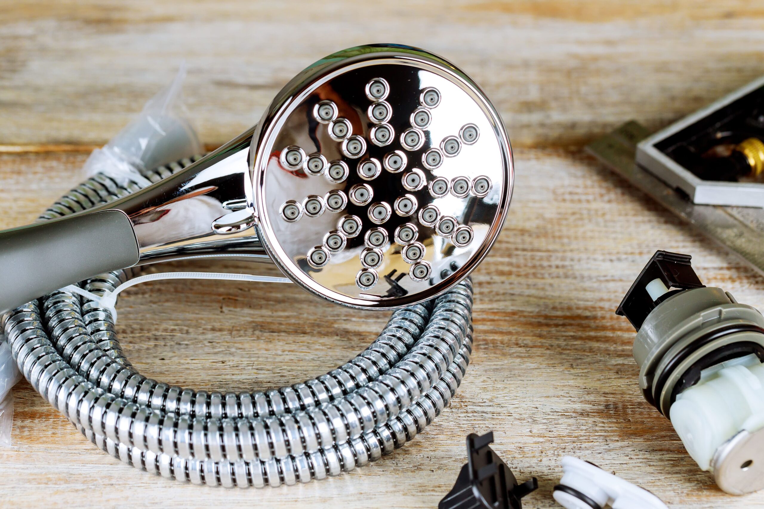closeup of showerhead